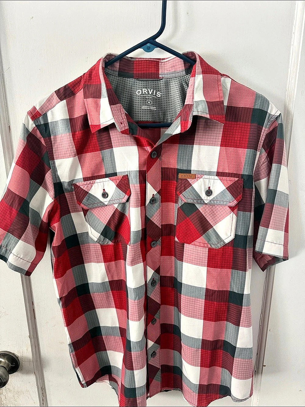 Orvis Classico Collection Short Sleeve Shirt Plaid Short Sleeve Shirt in Red &